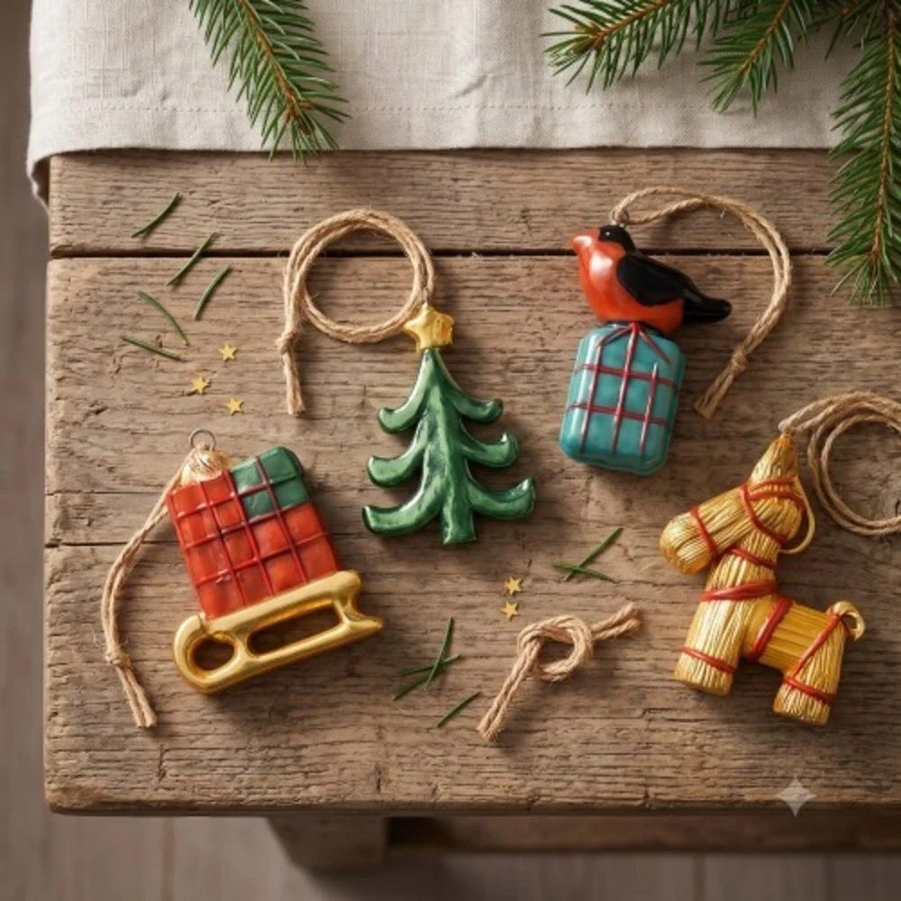 IKEA VINTERFINT Glass Christmas Ornament Set of 4 Discontinued Scandinavian